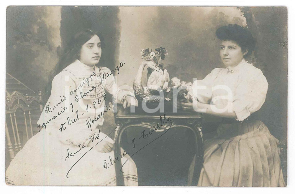 Fotografia d epoca originale 1908 ROSARIO ARGENTINA Elvira J. TORELLO Mi facha bruta Foto 14x9 cm 1
