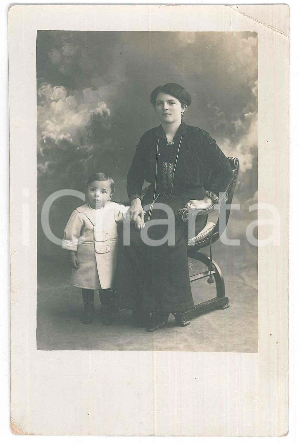 Fotografia d epoca originale 1910 ca COSTUME ITALIA Madre e figlio  Ritratto Foto anonima 1