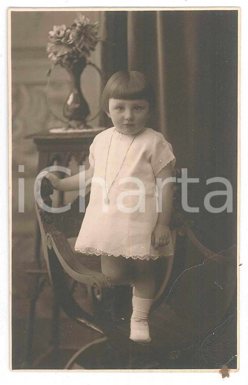 Fotografia d epoca originale 1925 ca BELLUNO Clelia BAROZZI a 29 mesi  Ritratto Foto A. ROCCO 9x14 cm 1