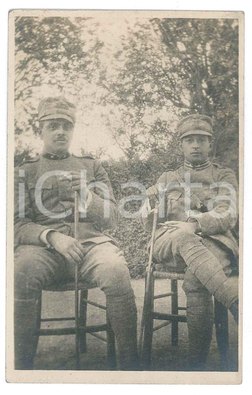 Fotografia d epoca originale 1915 ca REGIO ESERCITO ITALIA  Ufficiali con bastone   Ritratto  Foto anonima 1