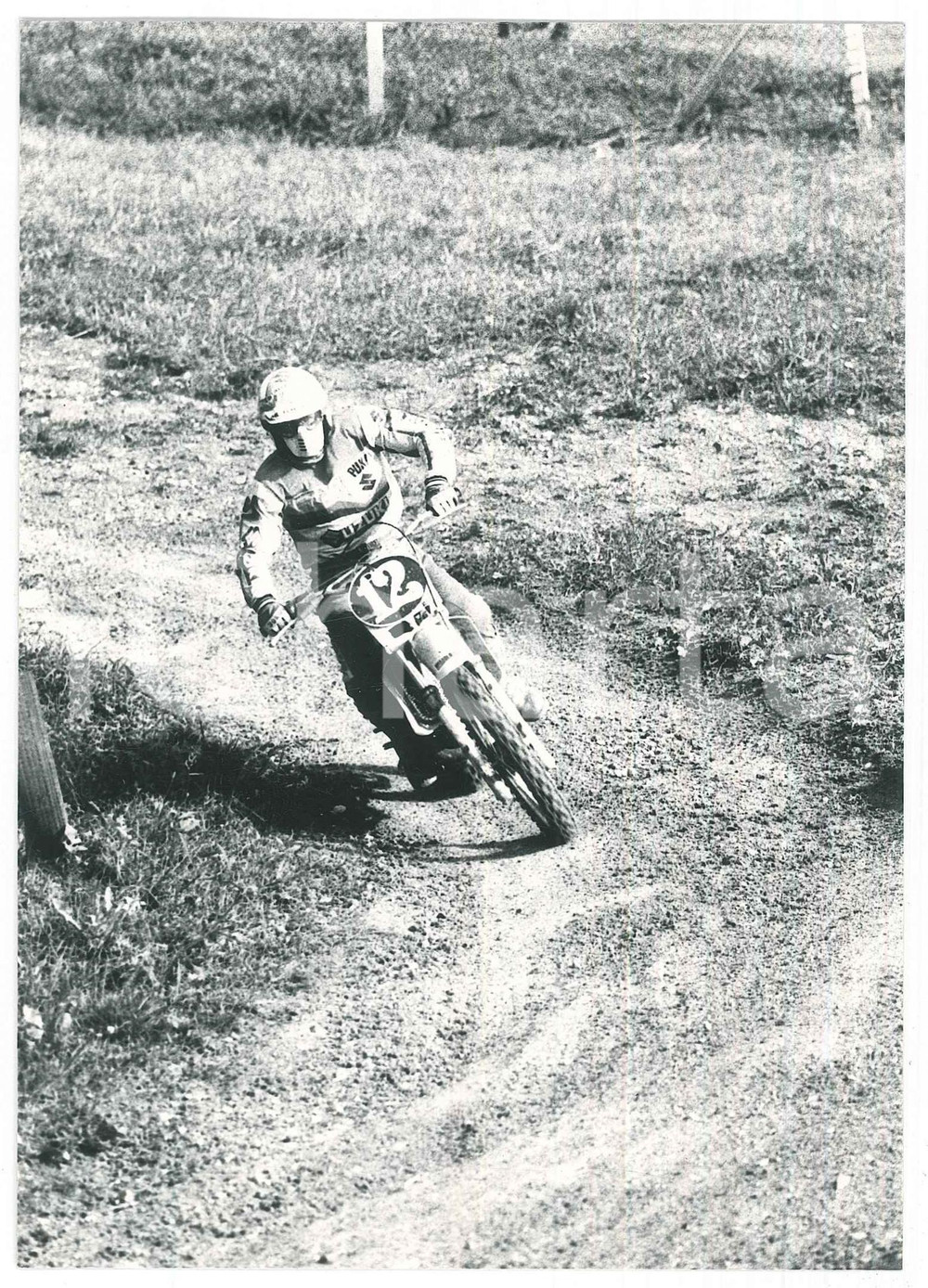Fotografia d epoca originale 1981 NEMBRO Campionato italiano MOTOCROSS Moto SUZUKI Foto 12x18 cm 1