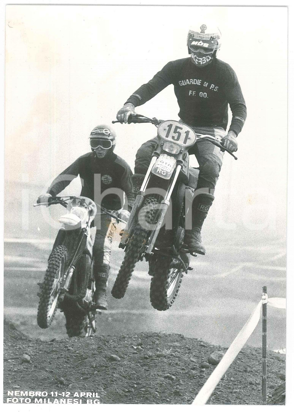 Fotografia d epoca originale 1981 NEMBRO Campionato italiano MOTOCROSS Guardie di Pubblica Sicurezza  Foto 1