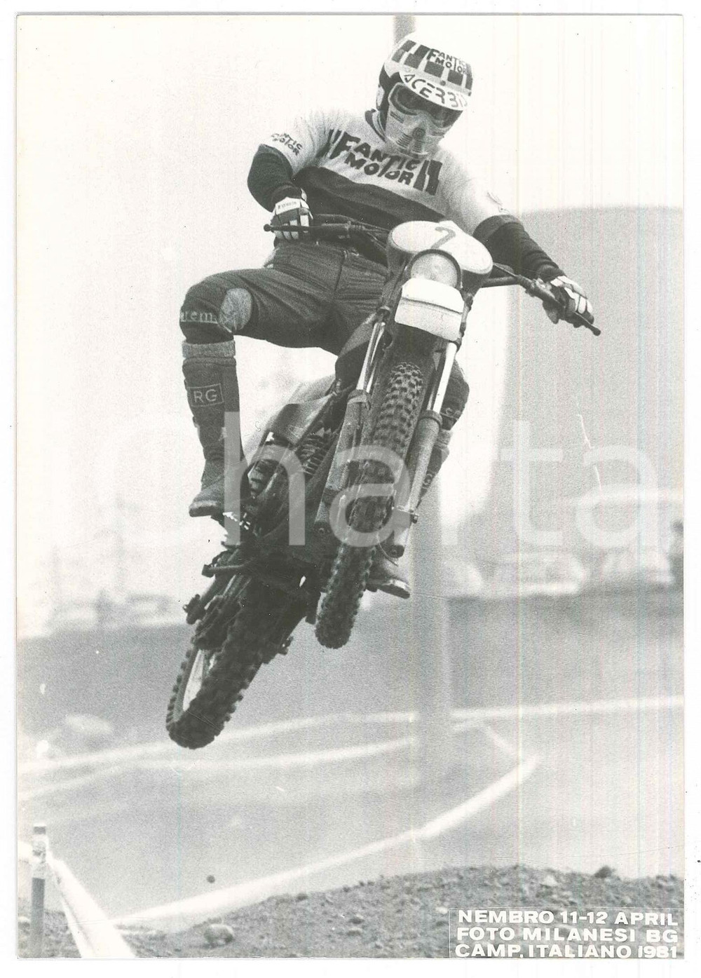Fotografia d epoca originale 1981 NEMBRO Campionato italiano MOTOCROSS Gualtiero BRISSONI Foto 12x18 cm 1