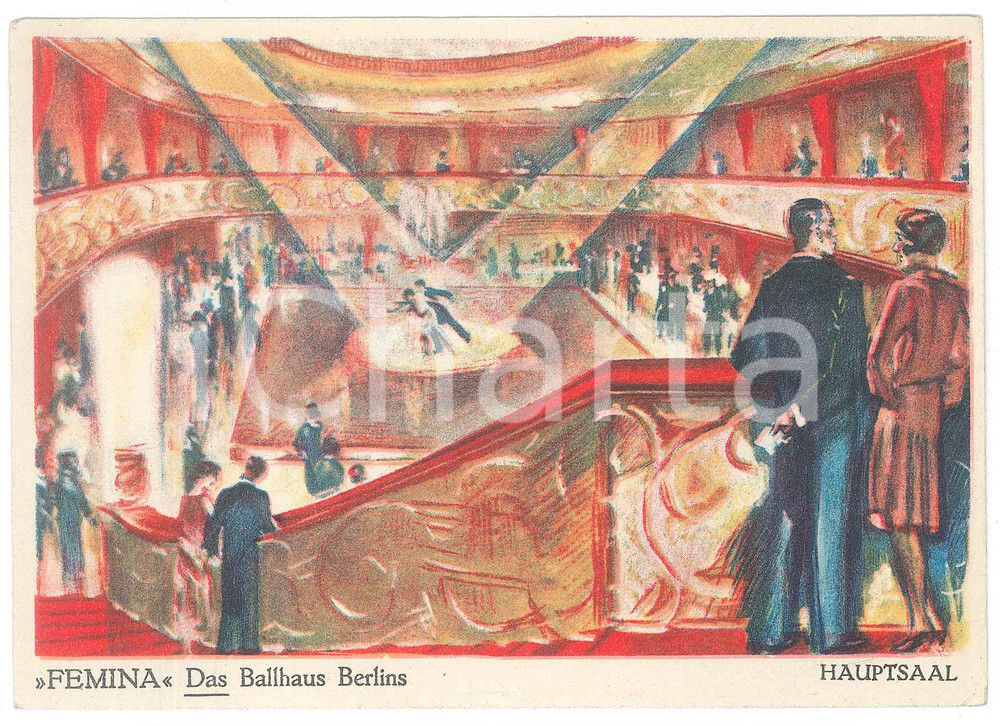 Cartolina originale da collezione 1930 ca BERLIN  FEMINA Das Ballhaus  Hauptsaal Cartolina illustrata FG NV 1