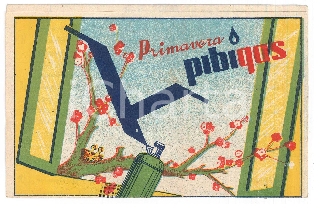 Materiale pubblicitario d’epoca 1950 REGGIO EMILIA PIBIGAS Servizio bottiglie  Concessionario CREDIM Pieghevole 1