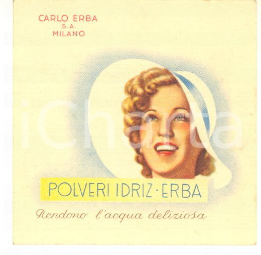 Materiale pubblicitario d’epoca 1950 ca MILANO FARMACEUTICA Carlo ERBA  Polveri IDRIZ  Biglietto 1