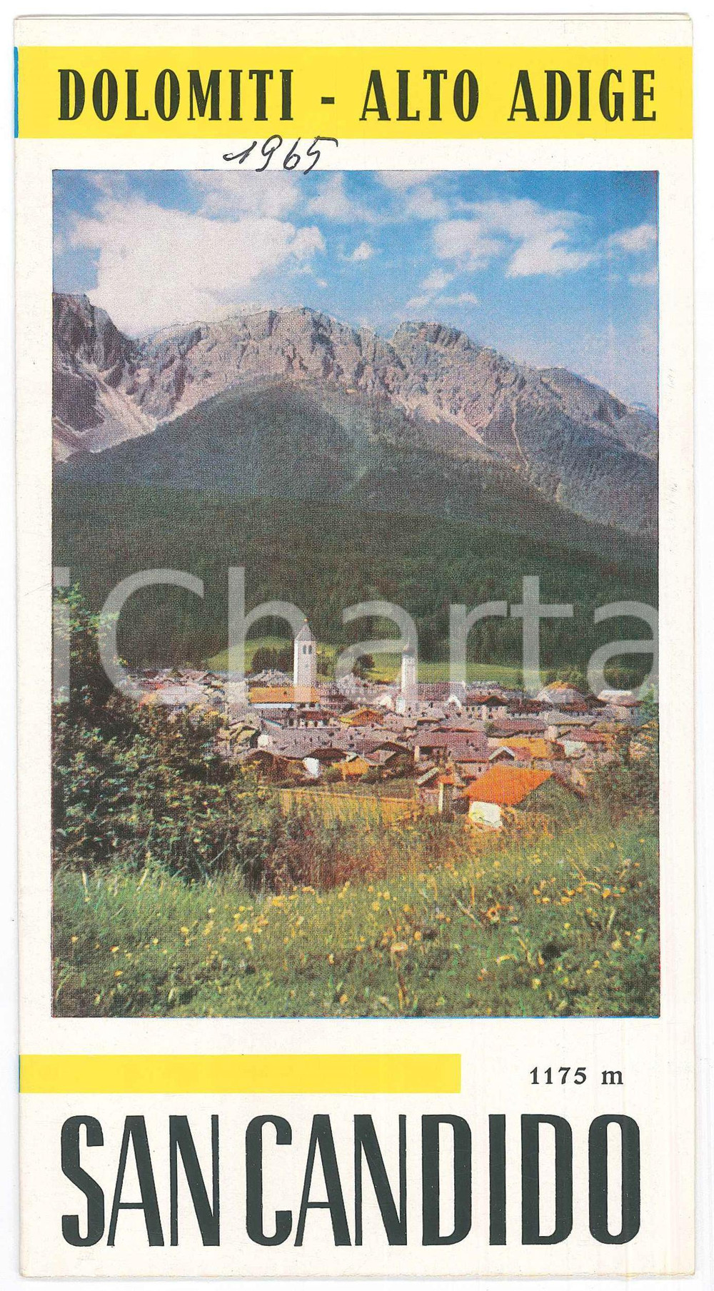 Materiale pubblicitario d’epoca 1965 TURISMO  DOLOMITI  SAN CANDIDO Pieghevole illustrato 1