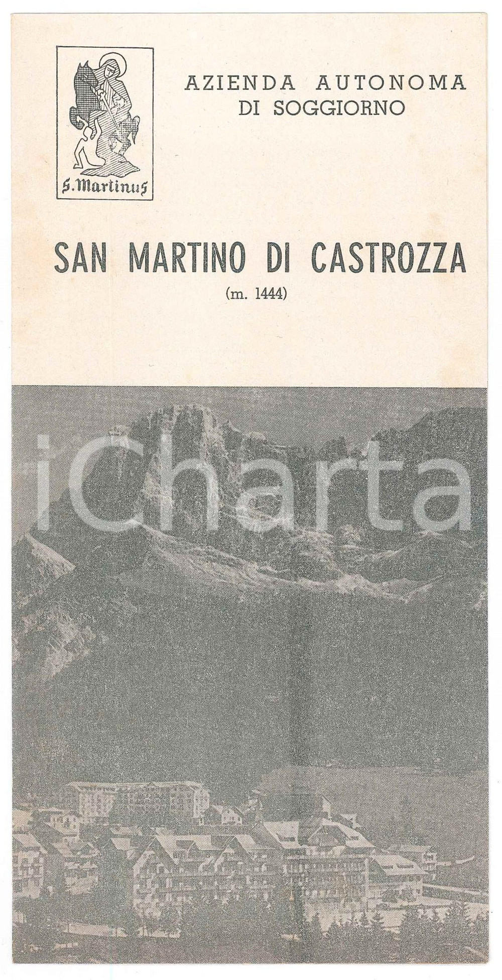 Materiale pubblicitario d’epoca 1960 ca TURISMO  DOLOMITI  SAN MARTINO DI CASTROZZA  Pieghevole 1