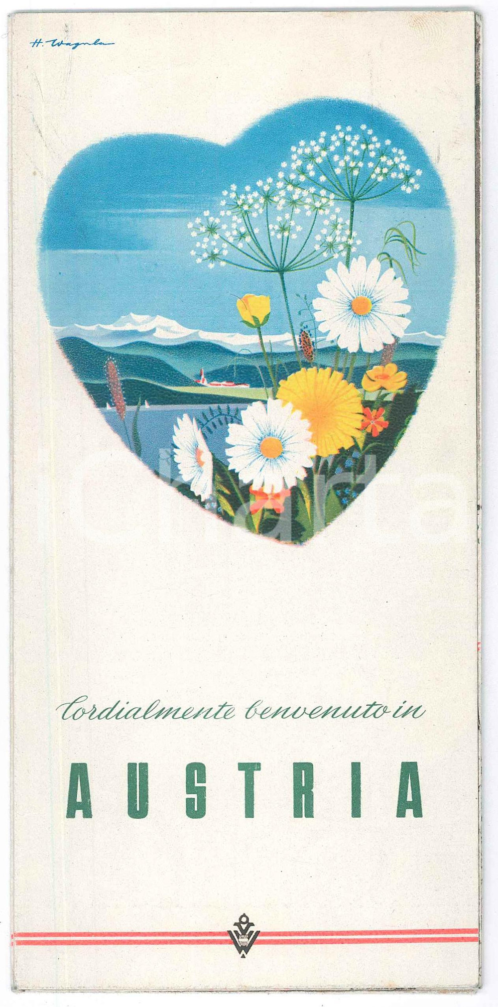 Materiale pubblicitario d’epoca 1950 ca TURISMO  AUSTRIA  Pieghevole ILLUSTRATO con mappa 1