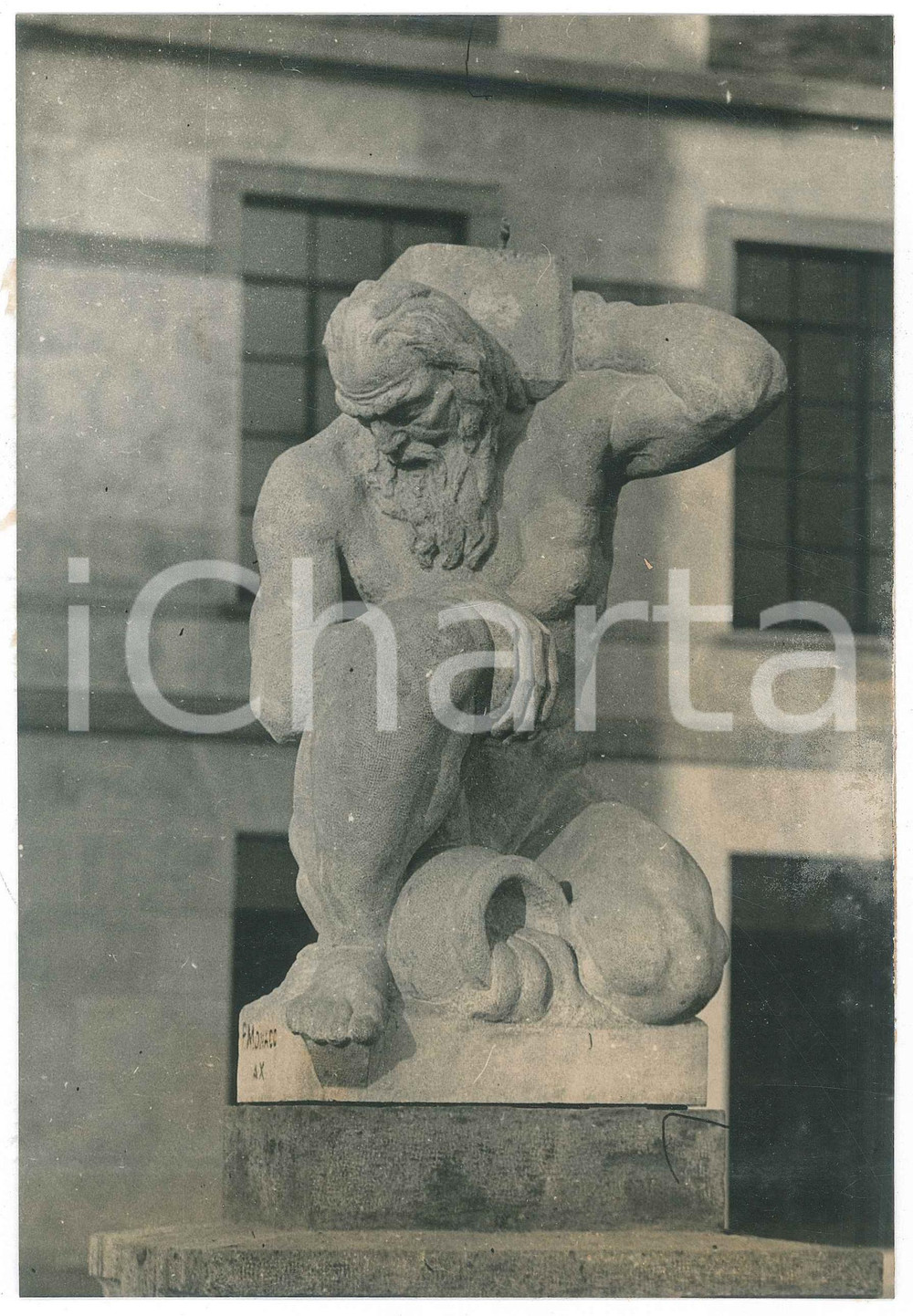Fotografia d epoca originale 1932 NAPOLI Centrale termica ENTE AUTONOMO VOLTURNO Statua di Volturno  Foto 1