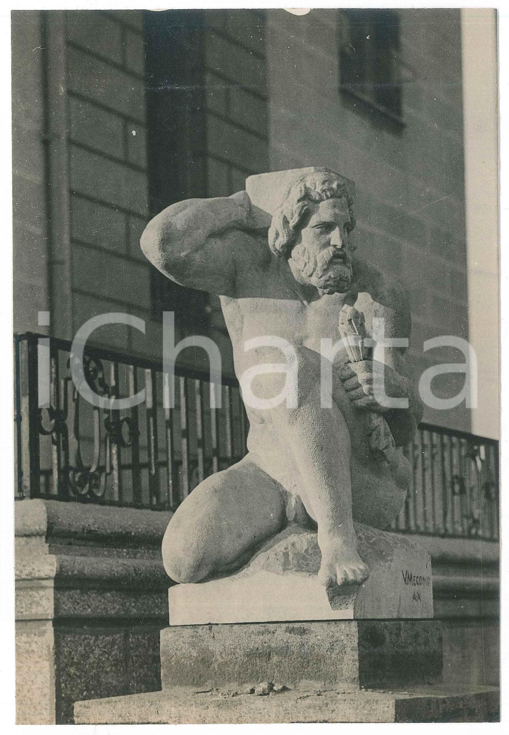 Fotografia d epoca originale 1932 NAPOLI Centrale termica ENTE AUTONOMO VOLTURNO Statua di Giove  Foto 1