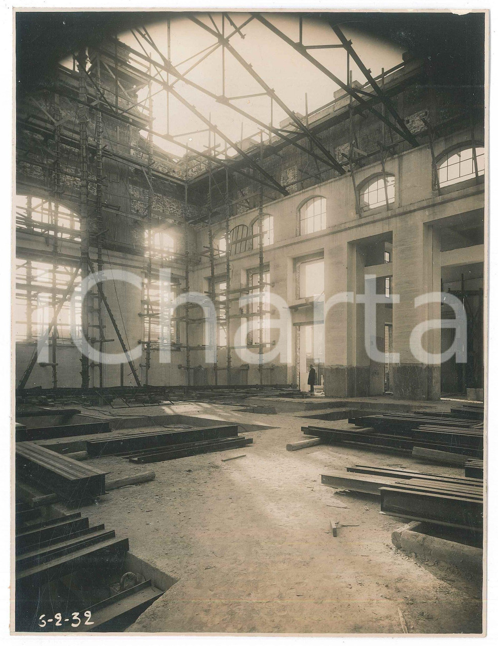Fotografia d epoca originale 1932 NAPOLI Centrale termica ENTE AUTONOMO VOLTURNO Interno sala macchine  Foto 1