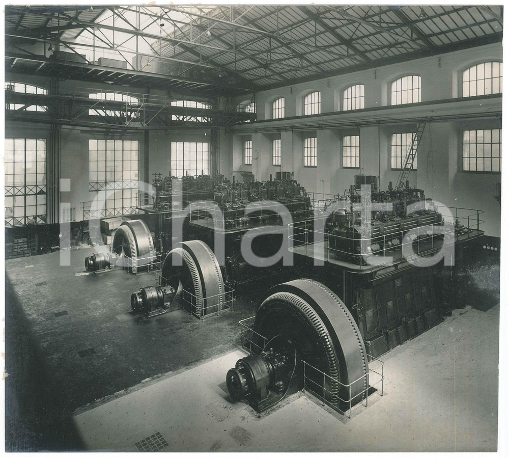 Documento originale, autentico 1932 NAPOLI Centrale termica ENTE AUTONOMO VOLTURNO Sala macchine Gruppi 1000 kw 1