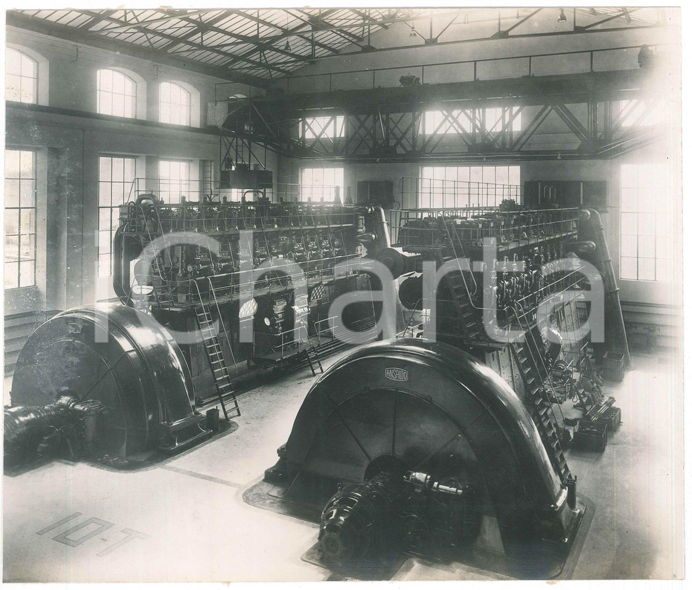 Documento originale, autentico 1932 NAPOLI Centrale termica ENTE AUTONOMO VOLTURNO Sala macchine Gruppi 3650 kw 1