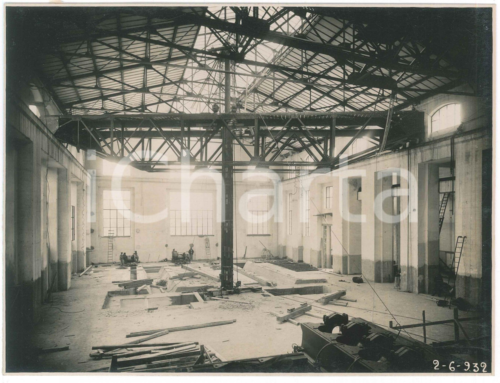 Fotografia d epoca originale 1932 NAPOLI Centrale termica ENTE AUTONOMO VOLTURNO Elevazione carro ponte 1