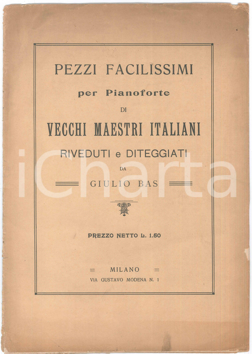 Oggetto da collezione cartaceo 1910 ca Pezzi facilissmi per pianoforte riveduti da Giulio BAS  Spartiti 1