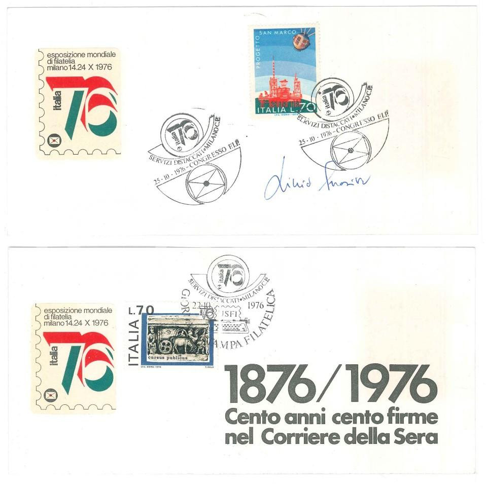 Autografo originale 1976 MILANO CORRIERE DELLA SERA Livio SPOSITO  Biglietto AUTOGRAFO Timbro FDC 1