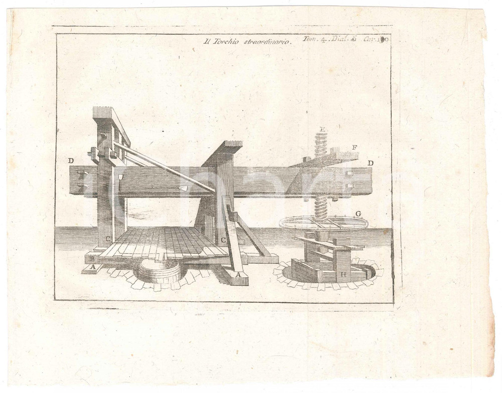 Stampa, bozzetto originale 1767 ? LO SPETTACOLO DELLA NATURA  Il torchio straordinario  Stampa 1