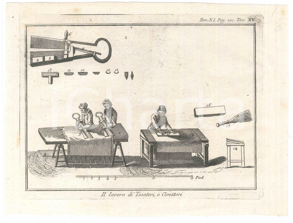 Stampa, bozzetto originale 1767 ? LO SPETTACOLO DELLA NATURA  Il lavoro de  tosatori, o cimatori Stampa 1