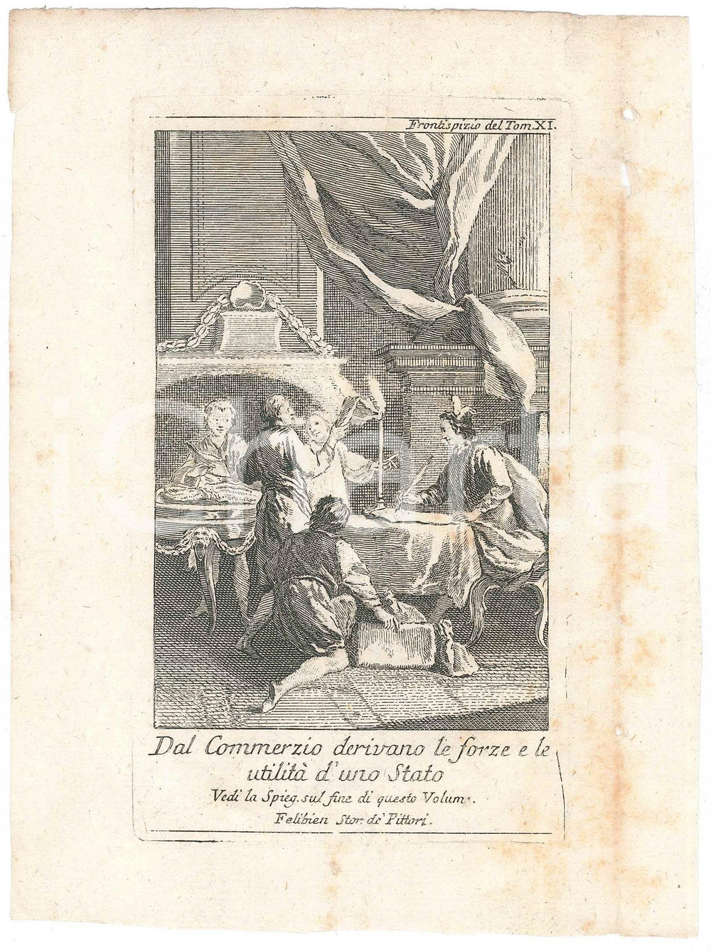 Stampa, bozzetto originale 1767 ? LO SPETTACOLO DELLA NATURA  Dal Commerzio derivano le forze Stampa 1