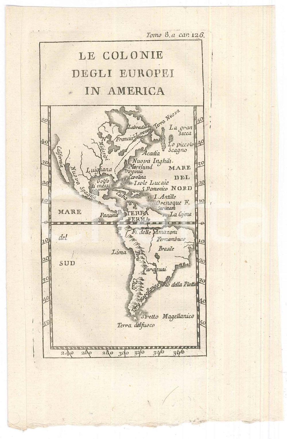 Stampa, bozzetto originale 1767 LO SPETTACOLO DELLA NATURA  Le colonie degli Europei in America  Stampa 1