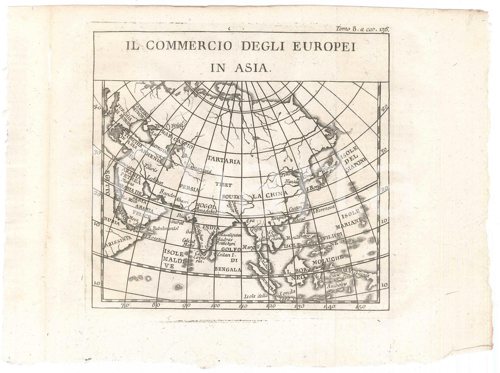 Stampa, bozzetto originale 1767 LO SPETTACOLO DELLA NATURA  Il commercio degli Europei in Asia  Stampa 1