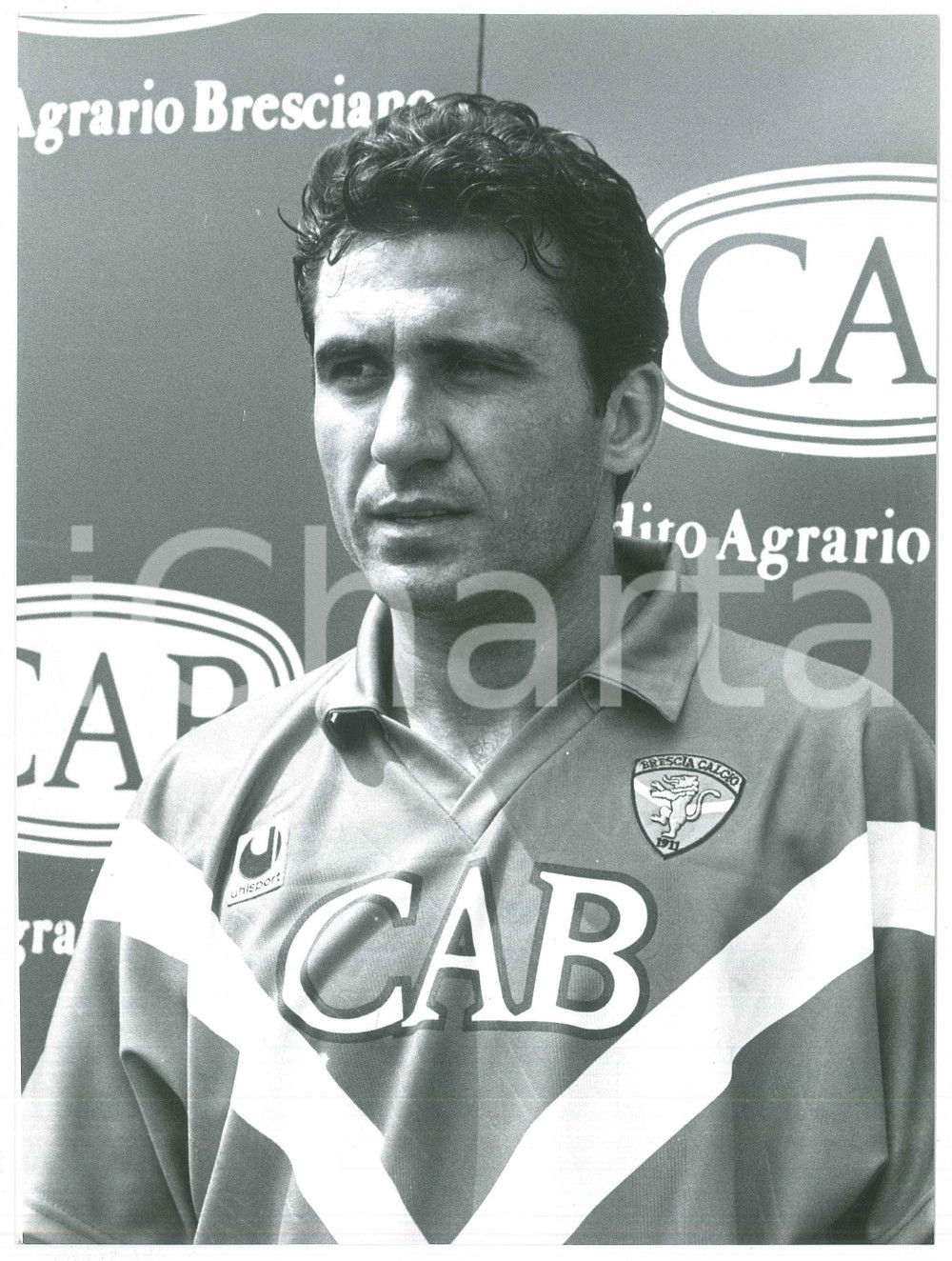 Fotografia d epoca originale 1992 BRESCIA CALCIO Gheorghe HAGI Ritratto del calciatore  Foto 18x23 cm 1