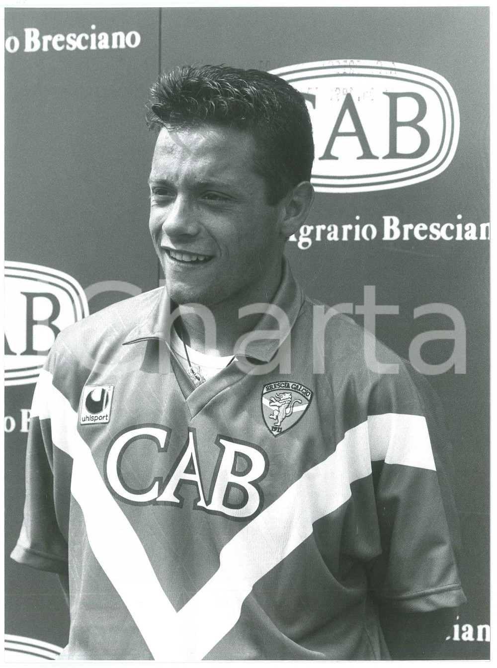 Fotografia d epoca originale 1992 BRESCIA CALCIO Marco PIOVANELLI Ritratto del calciatore  Foto 18x23 cm 1