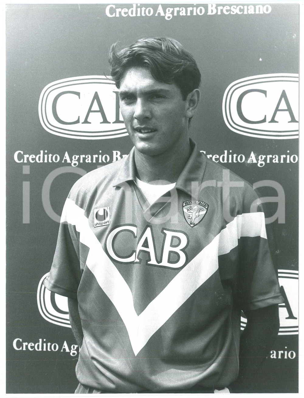 Fotografia d epoca originale 1992 BRESCIA CALCIO Nicola MARANGON Ritratto del calciatore  Foto 18x23 cm 1
