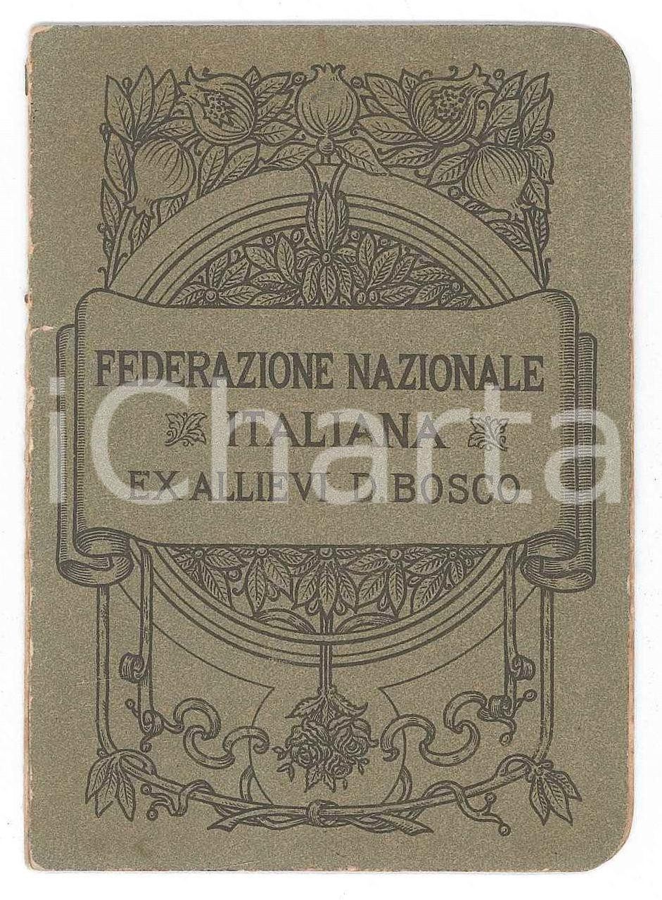 Oggetto da collezione cartaceo 1925 Federazione Italiana Ex Allievi DON BOSCO  Tessera Ugo NANNI con foto 1