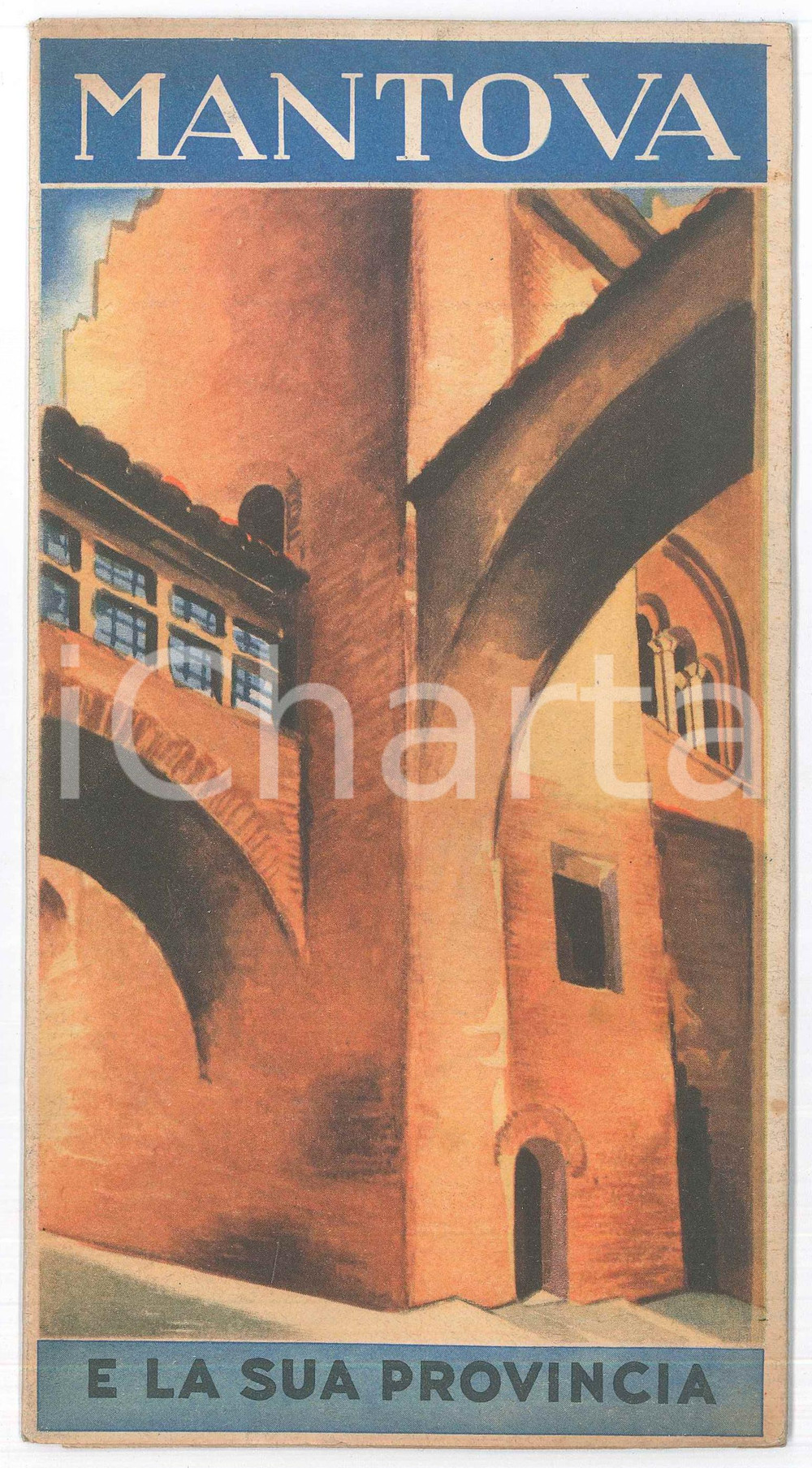 Materiale pubblicitario d’epoca 1950 ca TURISMO  MANTOVA e la sua provincia  Pieghevole ILLUSTRATO vintage 1