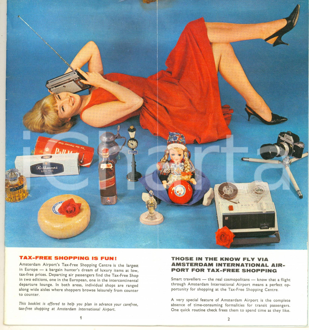 Materiale pubblicitario d’epoca 1970 ca AMSTERDAM Airport  Tax and duty free shopping centre Brochure 1
