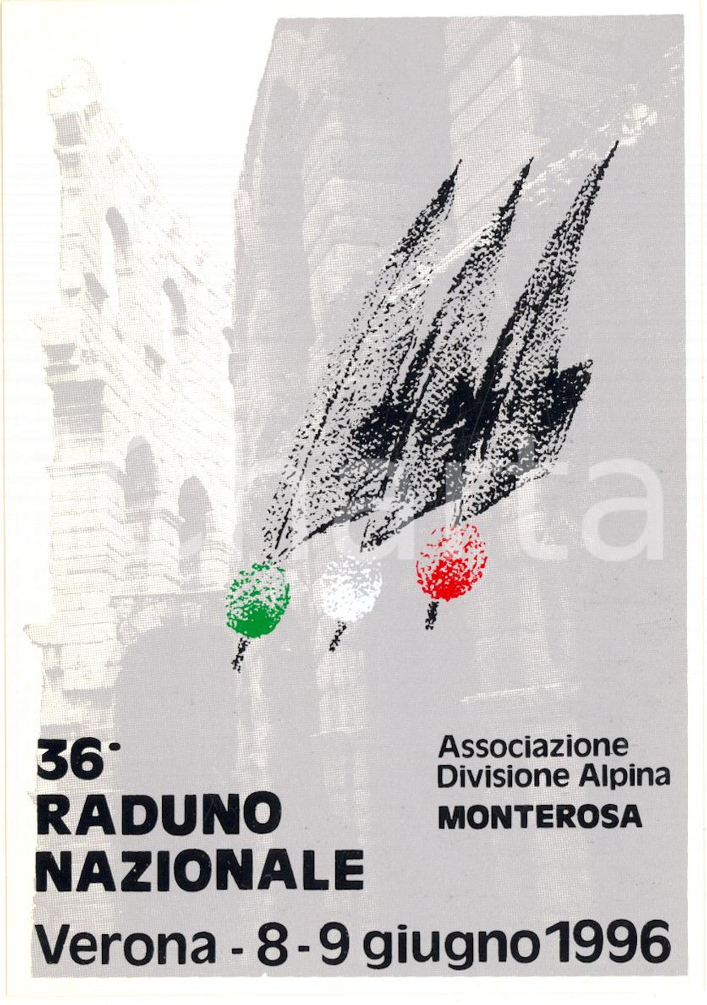 Cartolina originale da collezione 1996 VERONA Associazione Alpina MONTEROSA  36Â° Raduno Nazionale  Cartolina 1