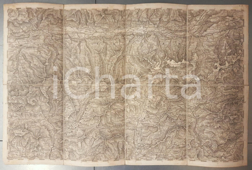 Mappa, planimetria storica 1910 ca SONDRIO  Valtellina  Val Brembana  Val Seriana  Mappa su tela 60x45 1