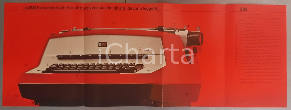 1960 ca IBM EXECUTIVE Macchina da scrivere *Pieghevole pubblicitario ILLUSTRATO