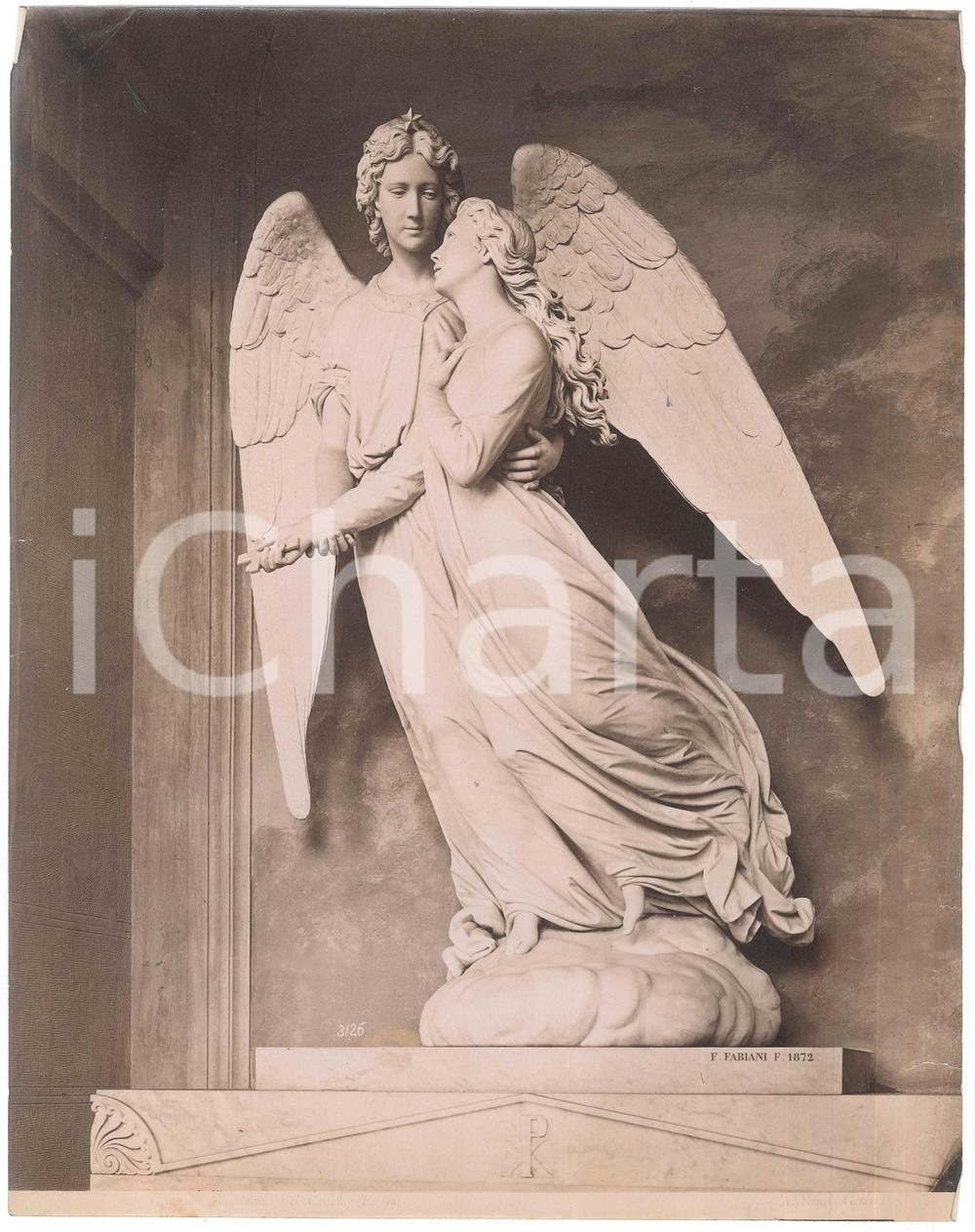 Fotografia d epoca originale 1910 ca GENOVA Cimitero Staglieno  Tomba CASTELLO  F. FABIANI Foto NOACK 1