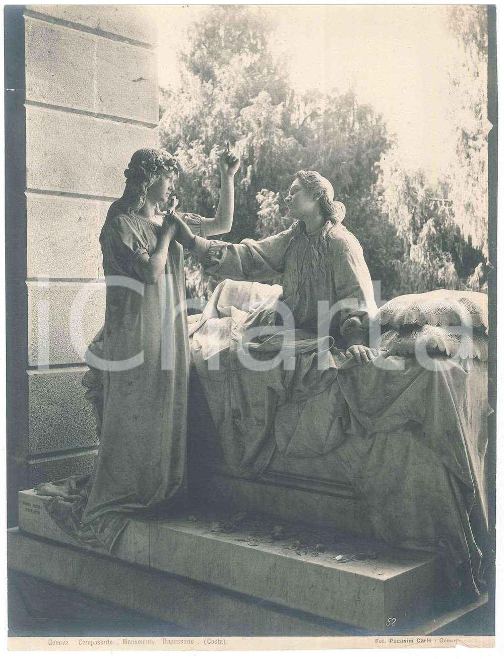 Fotografia d epoca originale 1910 ca GENOVA Cimitero Staglieno  Monumento DA PASSANO Foto Carlo PAGANINI 1