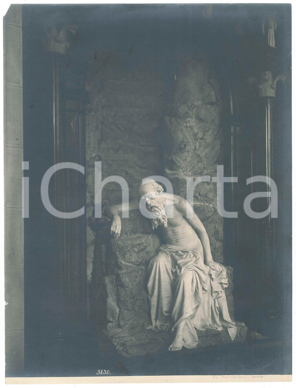Fotografia d epoca originale 1910 ca GENOVA Cimitero Staglieno  Monumento SACCOMANNO Foto Carlo PAGANINI 1