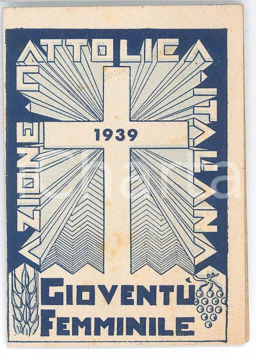 Oggetto da collezione cartaceo 1939 TORINO Tessera AZIONE CATTOLICA ITALIANA GioventÃ¹ Femminile 1