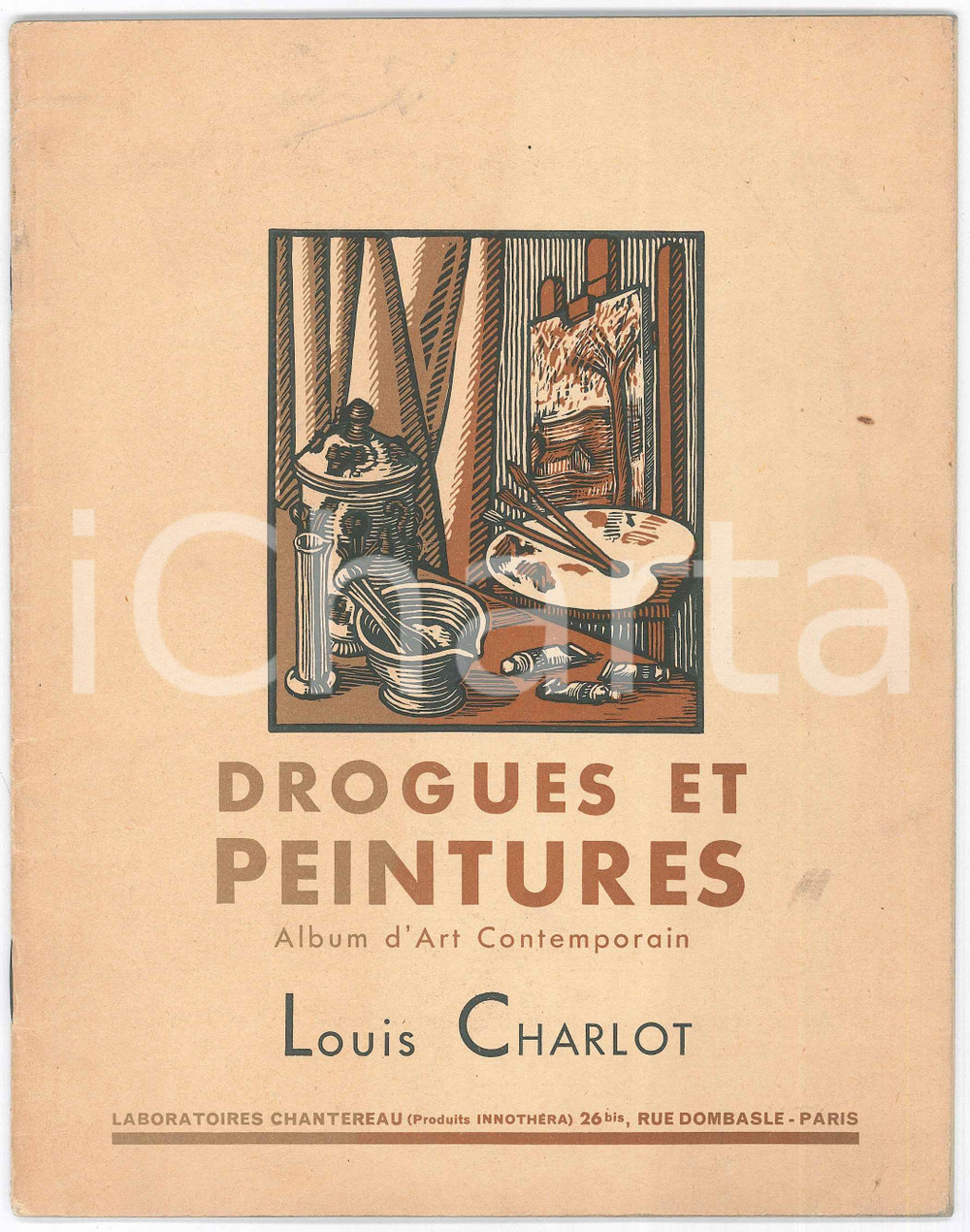 Libro, pubblicazione d epoca 1950 ca DROGUES ET PEINTURES  Louis CHARLOT par Georges Lecomte 18 pp. 1