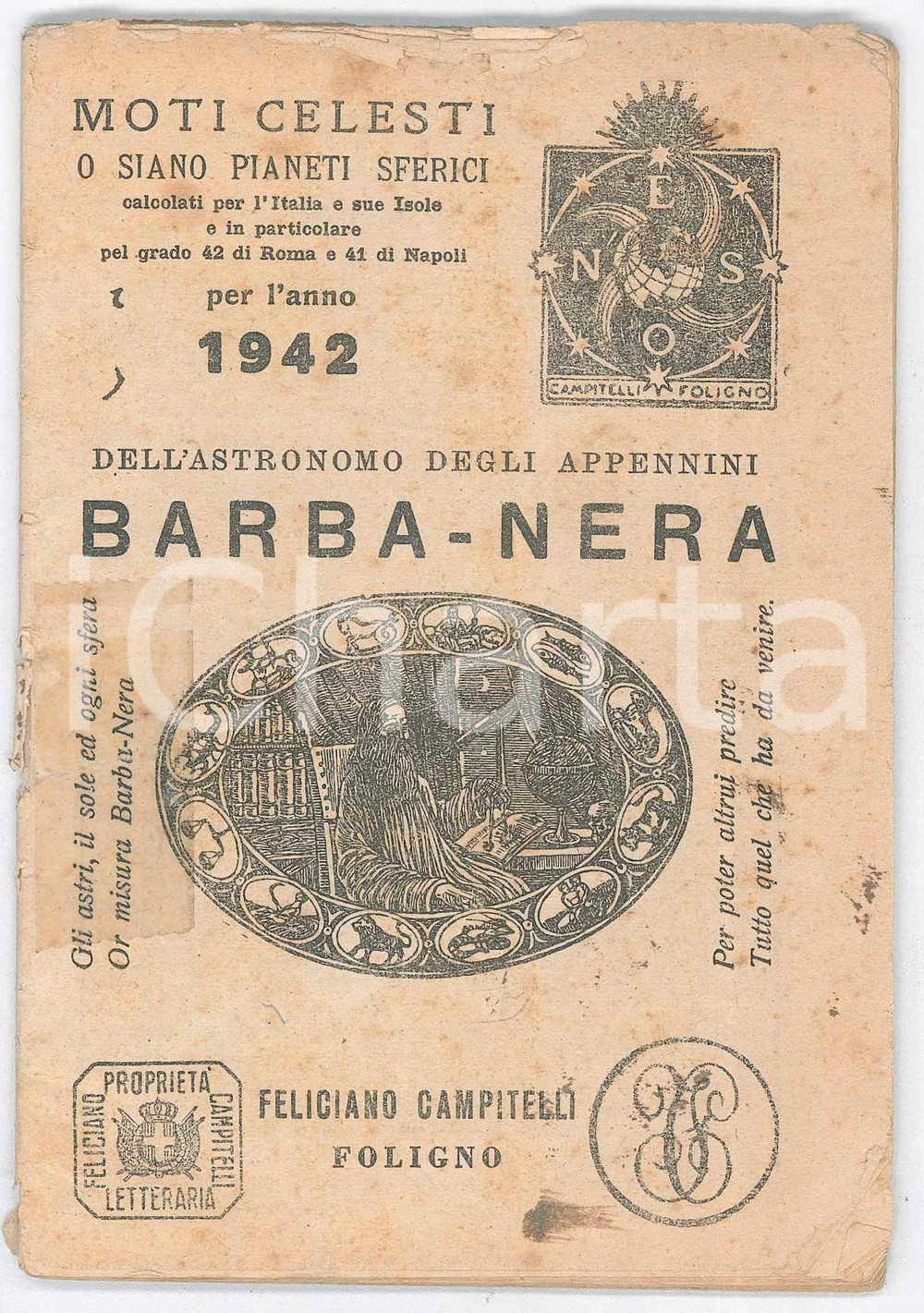 Libro, pubblicazione d epoca 1941 FOLIGNO Lunario BARBANERA 1942  Mussolini e Hitler strepitosa vittoria 1