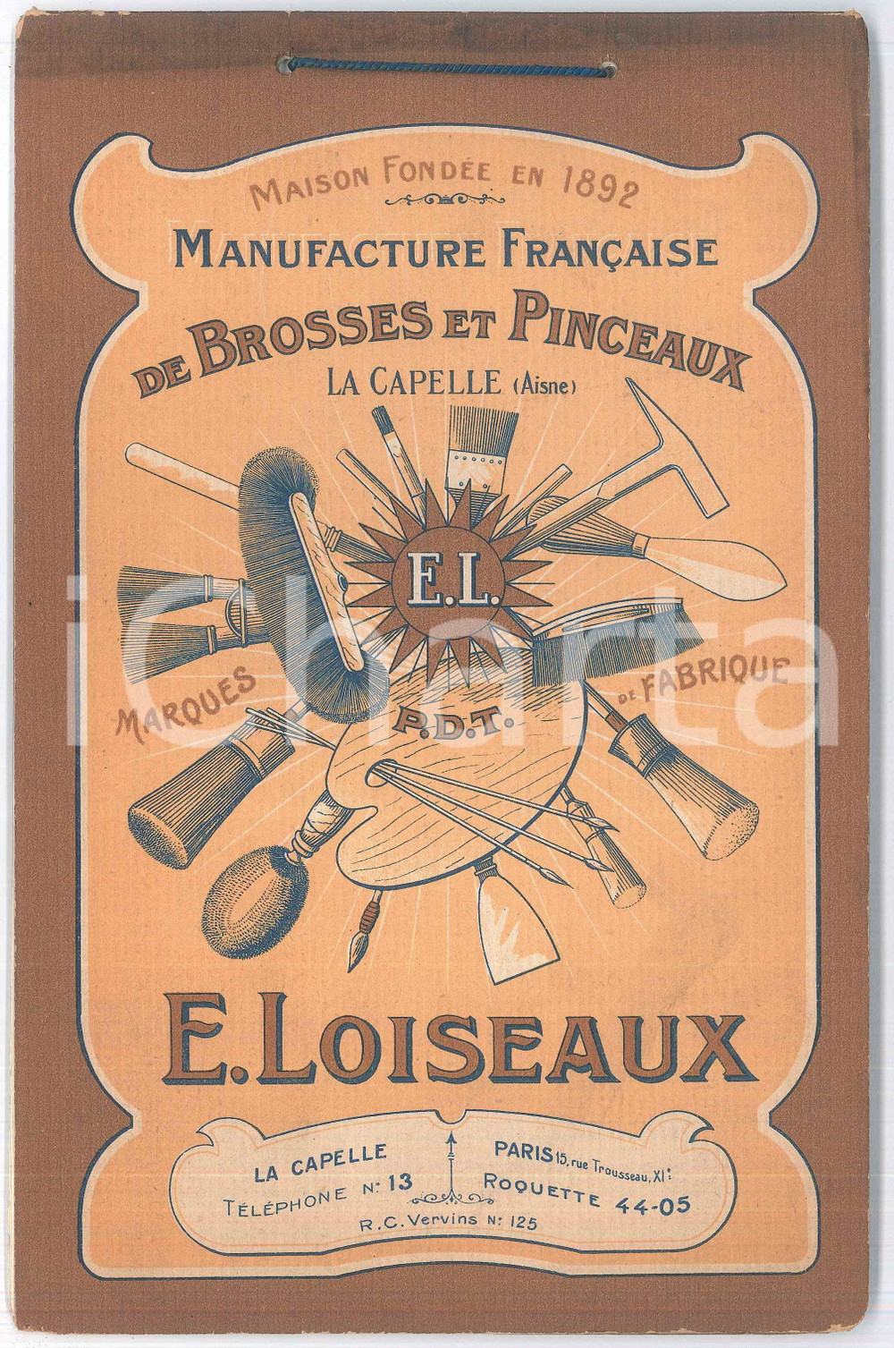 Materiale pubblicitario d’epoca 1920 ca LA CAPELLE Manufacture FranÃ§aise brosses pinceaux E. LOISEAUX Catalogue 1