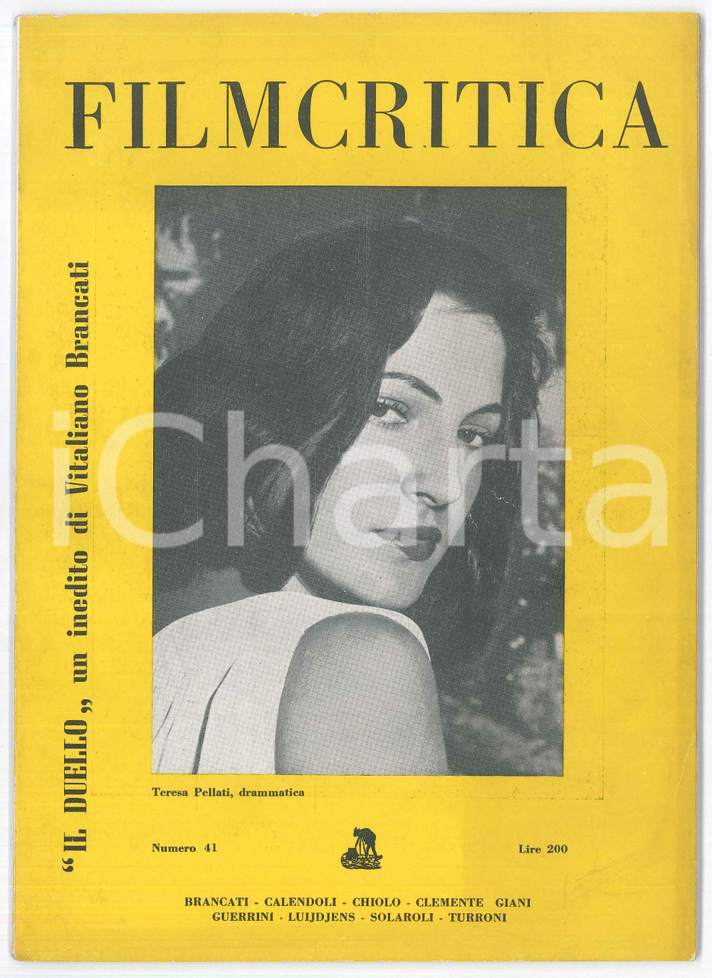 Giornale, rivista storica 1954 FILMCRITICA Vitaliano Brancati  Inedito Il duello   Rivista nÂ° 41 1