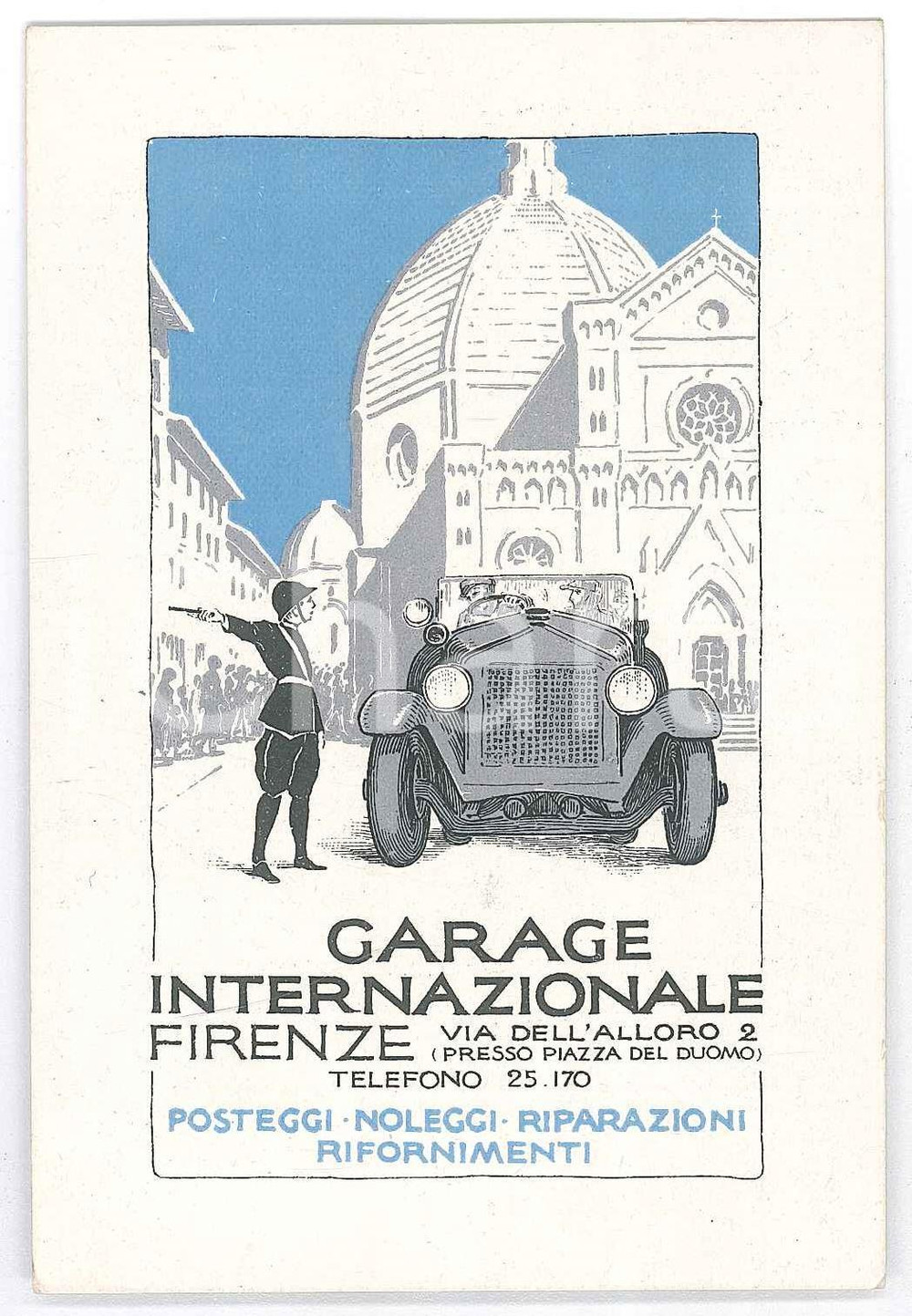 Oggetto da collezione cartaceo 1930 ca FIRENZE Via dell Alloro  Garage Internazionale Biglietto pubblicitario 1