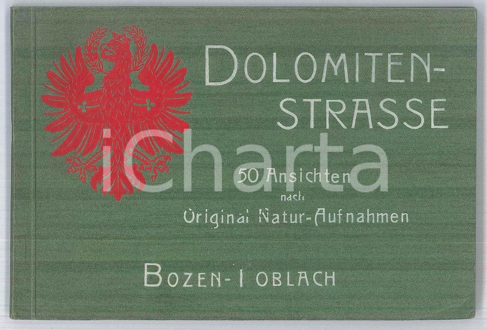 Cartolina originale da collezione 1920 DOLOMITENSTRASSE 50 ansichten nach original naturaufnahmen BOZEN TOBLACH 1