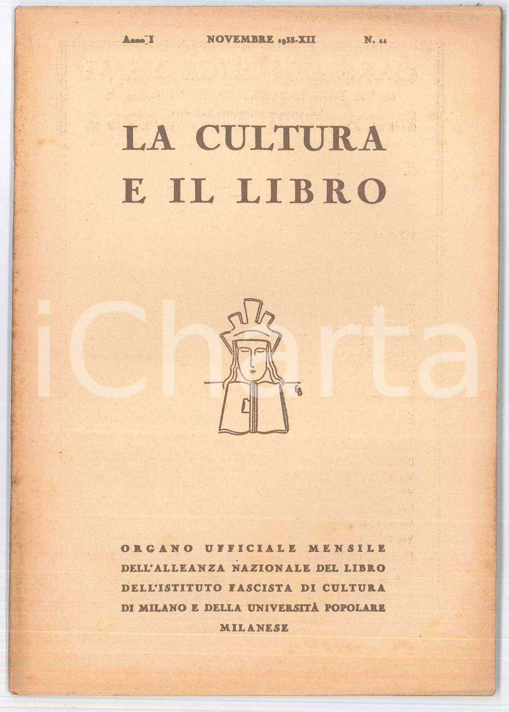 1933 MILANO - LA CULTURA E IL LIBRO - Aviazione di guerra - Giulio Salvadori Rivista mensile originale d'epoca, diretta da Leo Pollini.Anno I, n&deg; 11.PAGINE: 52 FAIR/discreto fioriture in copertina Formato: 17x24 cm originale e autentica 1