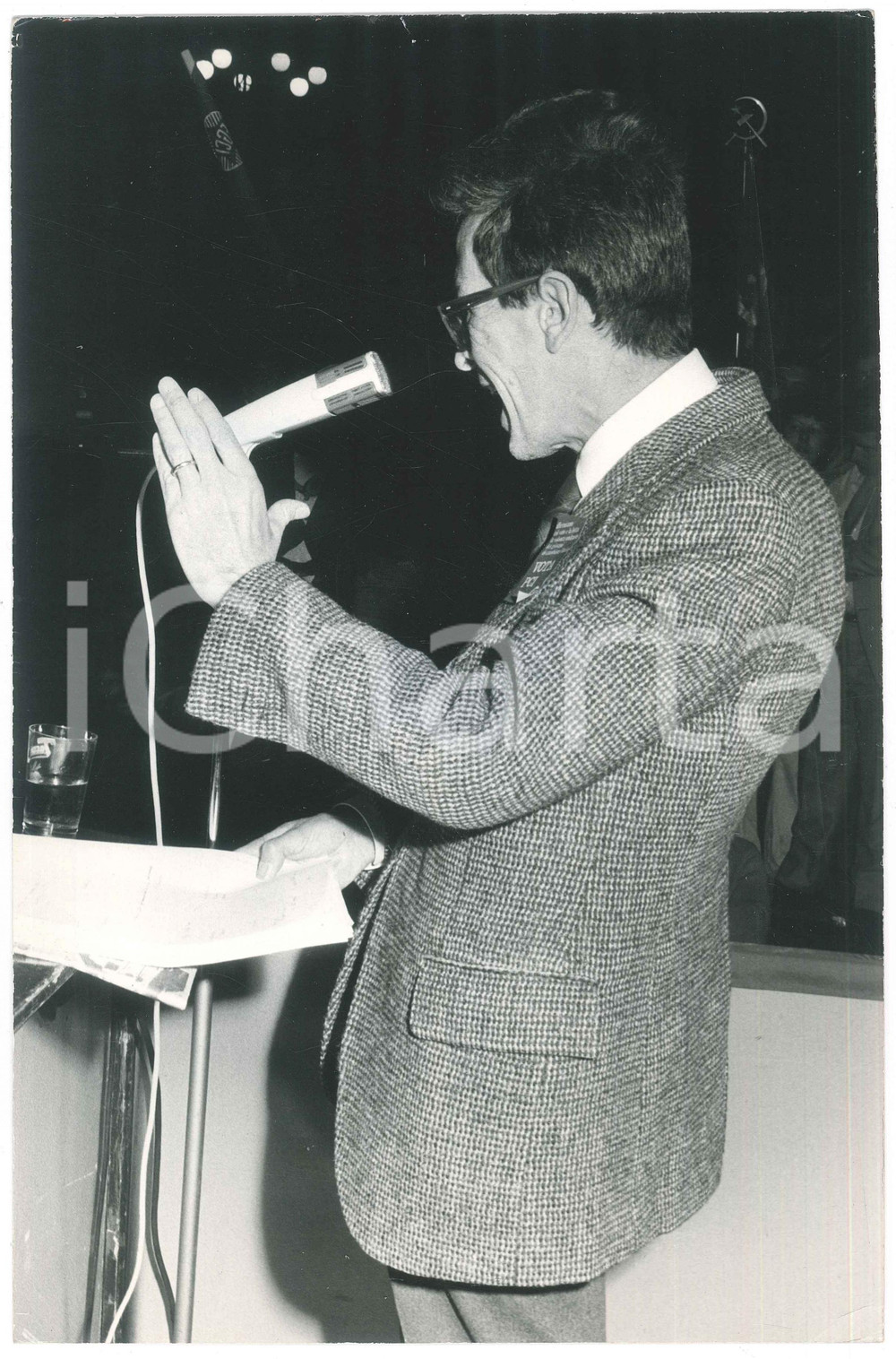 Fotografia d epoca originale 1970 ca PCI Enrico BERLINGUER durante comizio PARTITO COMUNISTA Foto 20x30 cm 1