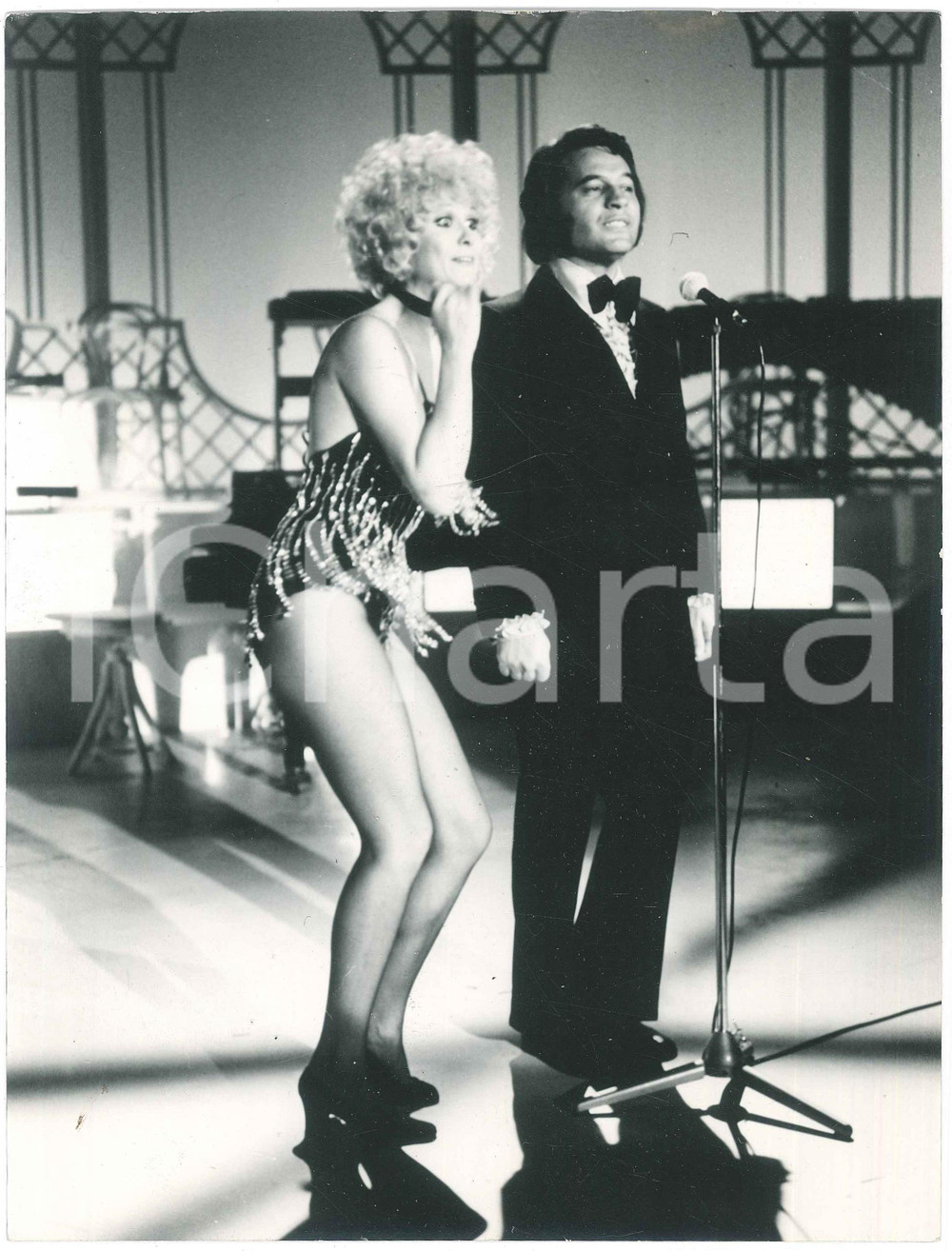 Fotografia d epoca originale 1971 TV Speciale per noi Minnie MINOPRIO Fred BONGUSTO  Foto 18x24 cm 1