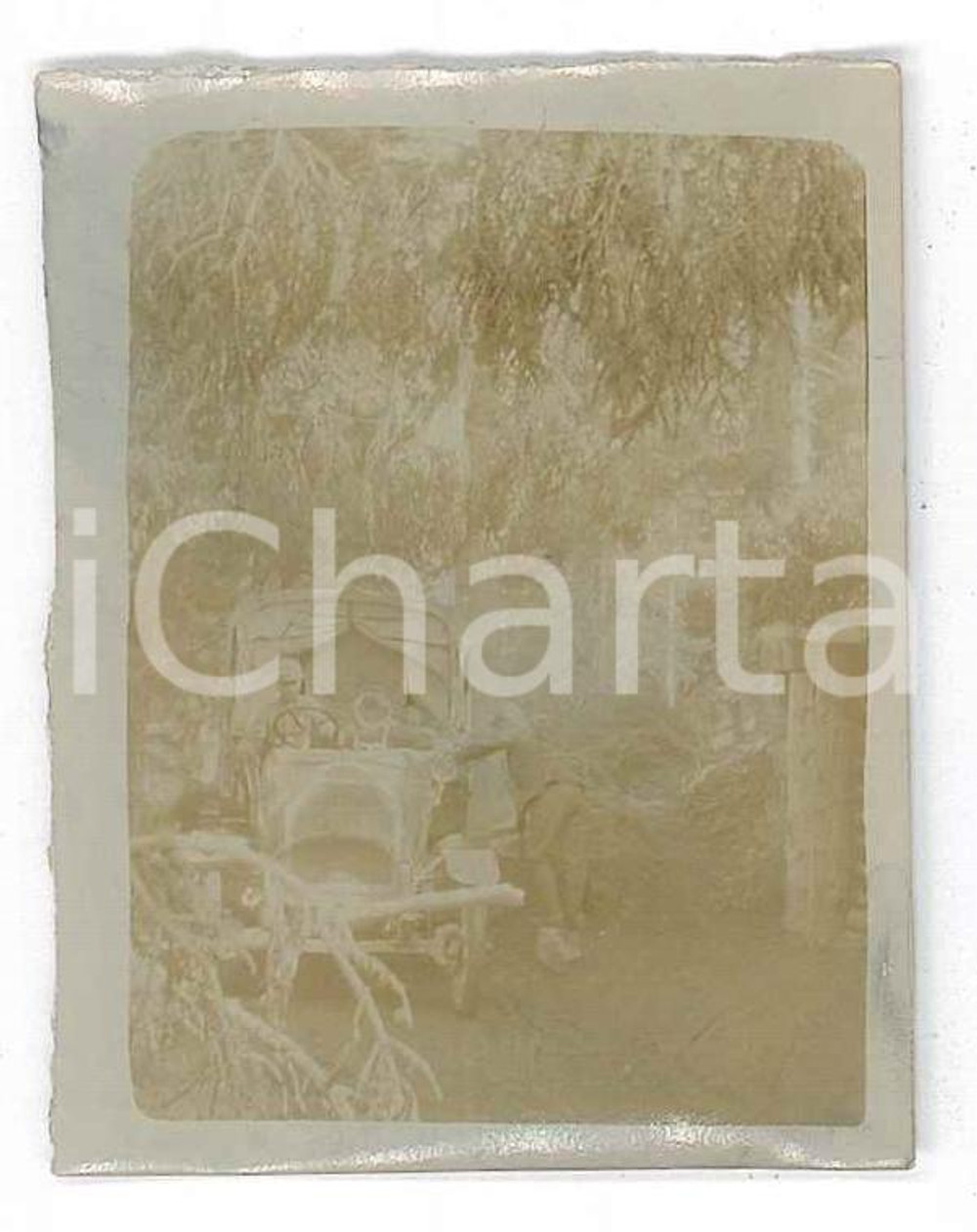 Fotografia d epoca originale 1918 WW1 ZONA DI GUERRA Artiglieria da montagna  Ufficiali in auto Foto 4x6 1