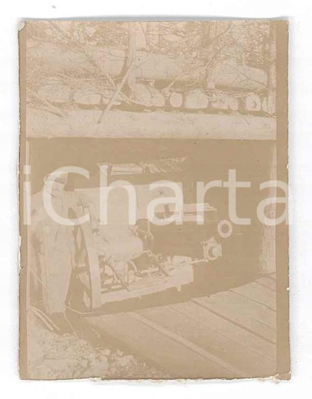 Fotografia d epoca originale 1918 WW1 ZONA DI GUERRA Ufficiale di artiglieria  Postazione di tiro Foto 4x6 1